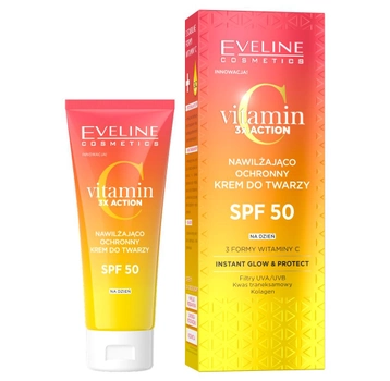 Krem do twarzy Eveline Cosmetics Vitamin C 3x Action nawilżająco-ochronny SPF50 30 ml (5903416053378)