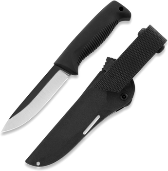 Нож Peltonen M07, без покрытия, чёрный, черный композитный чехол (FJP146)