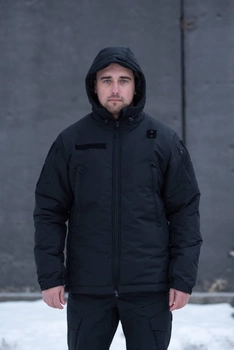 Чоловіча зимова куртка Thermo-Loft поліція із липучками під шеврони чорна 2XL