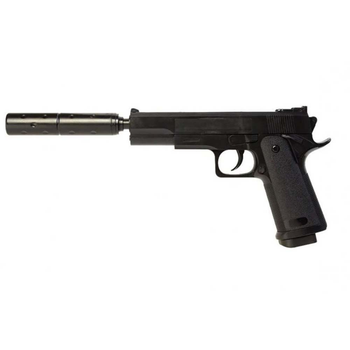 Детский страйкбольный пистолет Colt 1911 с пластиковым глушителем Galaxy G053B механический