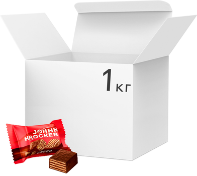 Цукерки вафельні глазуровані Roshen Johnny Krocker Choco 1 кг (4823077635588)