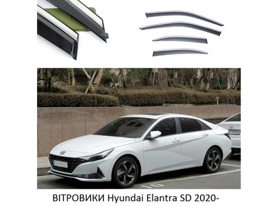Дефлекторы окон ветровики Hyundai Elantra седан 2020- П/К скотч FLY нержавеющая сталь 3D BHYET2023-W/S (48-49)