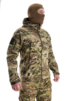 Військова водонепроникна дихаюча тепла тактична фліска-куртка Softshell 3XL(56-58) Мультикам