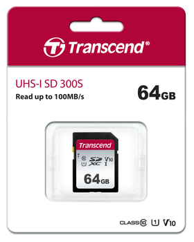 Karta pamięci Transcend 300S SDXC 64GB Class 10 UHS-I U1 V10 (TS64GSDC300S)