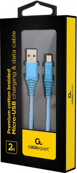 Kabel Cablexpert USB - MicroUSB 2 m Niebieski/Biały (CC-USB2B-AMmBM-2M-VW)
