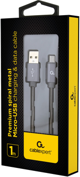 Кабель Cablexpert USB - MicroUSB 1 м Metallic-Grey (CC-USB2S-AMmBM-1M-BG)