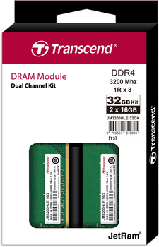 Оперативна пам'ять Transcend DDR4-3200 32768MB PC4-25600 (Kit of 2x16384) (JM3200HLE-32GK)