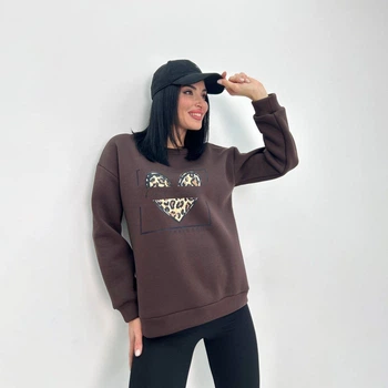 Женский батник на флисе Fashion 42/44 шоколадный