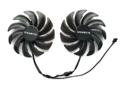 Вентилятор кулер для видеокарты Gigabyte GTX 1050 Ti 1060 1070 Ti RX 470 480 570 580 Everflow 87 мм 4-pin T129215SU (PLD09210S12HH GA91S2H комплект 2 шт (№131.06)