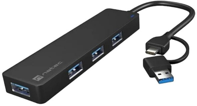 Hub USB Natec Mayfly 4-portowy Czarny (5901969438888)