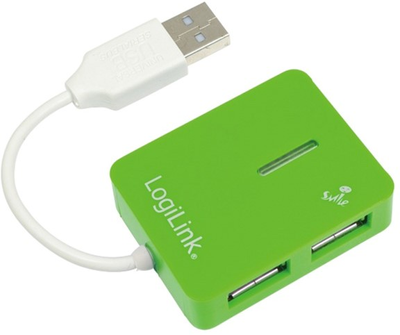 Hub USB LogiLink Smile 4-portowy USB 2.0 Zielony (4052792007831)