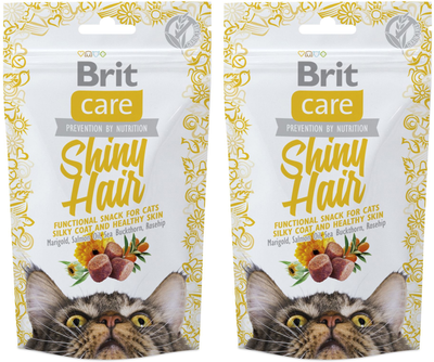 Функциональные лакомства Brit Care Shiny Hair для котов, с лососем 50 г 2 шт (2700000030974)