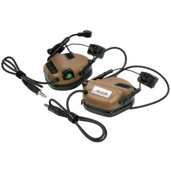 Активная гарнитура Earmor M32H Mark 3 DualCom MilPro с адаптерами на рельсы шлема 2000000142944