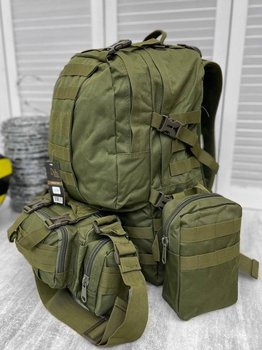 Тактический модульный рюкзак с подсумками , 55 литров, Олива