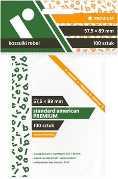 Koszulki na karty do gry Rebel Standard American Premium 57.5 x 89 mm 100 sztuk (5902650612129)