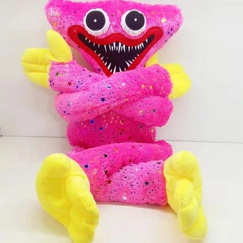 Мягкая игрушка Блестящий Хаги Ваги Huggy Wuggy с липучками на руках 45 см Розовый (SH777142)