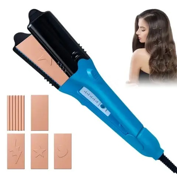 Утюжок випрямляч для волосся з насадками 3D hair Блакитний