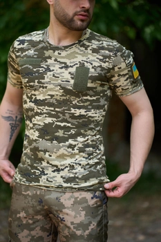 Тактична футболка піксель з липучками на грудях та кишеню на плечі M