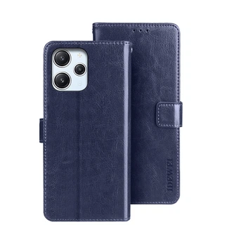 Чехол Idewei для Xiaomi Redmi 12 книжка кожа PU с визитницей синий