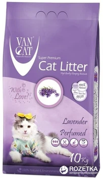 Бентонитовый наполнитель для котов Van Cat Lavender (0.6-2.25 мм) 10 кг, Ван Кет Аромат Лаванды 55449