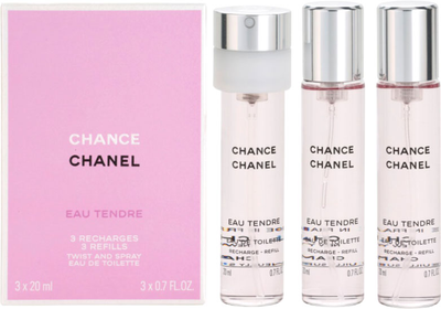 Zestaw wkładów wymiennych damskich Chanel Woda toaletowa Chanel Chance Eau Tendre 3 x 20 ml (3145891263053)