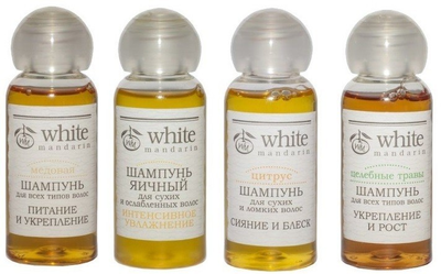 Набір міні-шампунів для всіх типів волосся White Mandarine Choice, 30 мл х 4 шт, Made in Ukraine