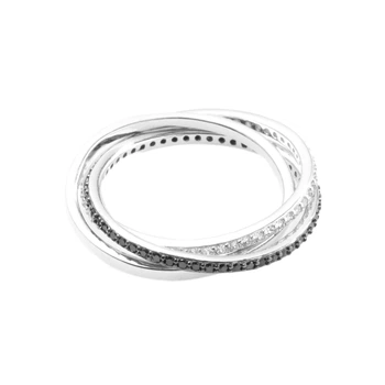Серебряное кольцо тройное с фианитами, Размер 15,5, Вес: 2.5 г