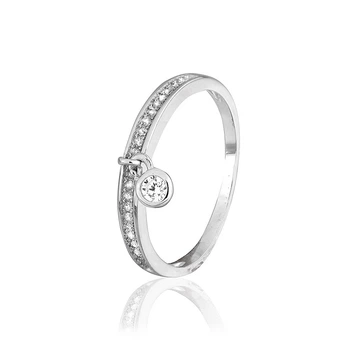 Серебряное кольцо с подвеской с фианитами, Размер 17,0, Вес: 1.6 г