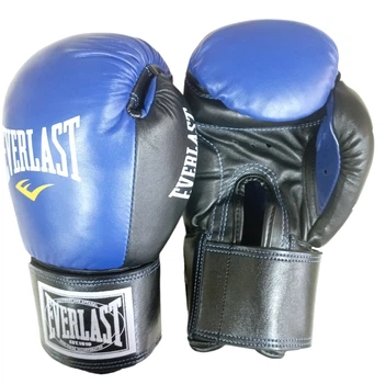 Перчатки бокс Lev Sport EVERLAST кожа синий/черный 10oz
