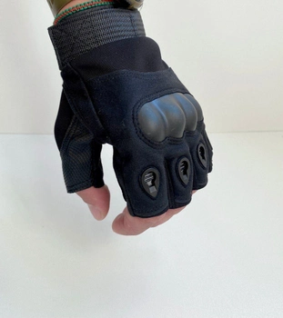 Тактические перчатки без пальцев черные размер ХL