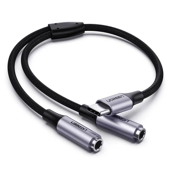 Переходник-разветвитель Ugreen USB Type-C to 2x3.5mm 25CM Black (AV144)