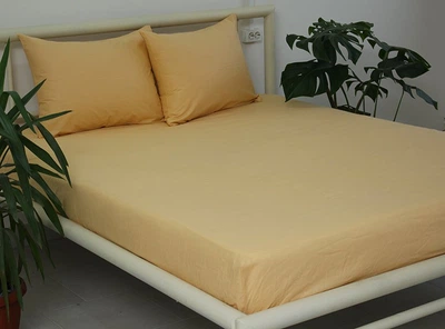 Простынь на резинке 160х200х20 см и наволочки 2х50х70 см Tag Tekstil (Apricot Cream)