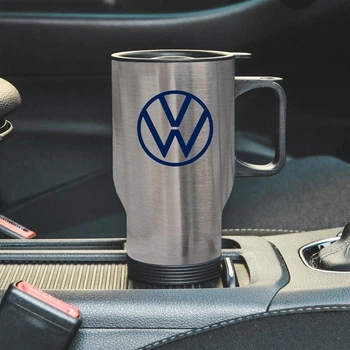 Термокухоль автомобільний з логотипом Volkswagen 450 мл сріблястий