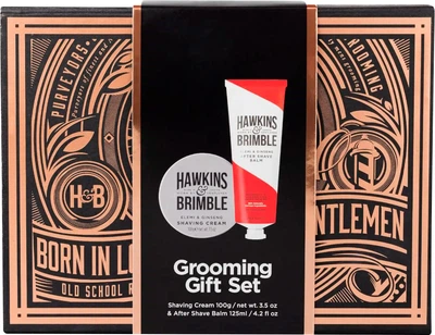 Подарочный набор Hawkins & Brimble Shaving Gift box Крем для бритья 100 г + Бальзам после бритья 125 мл (5060495675041)