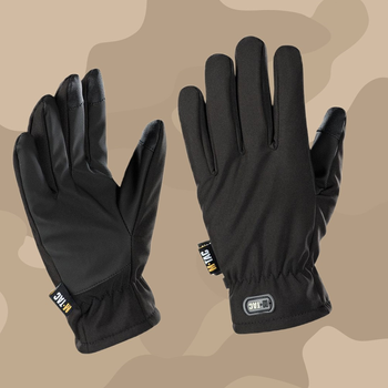 Тактичні рукавички M-Tac Soft Shell Thinsulate Black, Зимові військові рукавички, Теплі стрілецькі рукавички, М