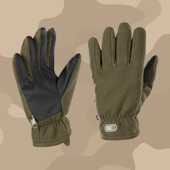 Тактические перчатки M-Tac Fleece Thinsulate Olive,Зимние военные флисовые перчатки,Теплые стрелковые перчатки, L