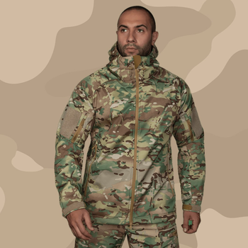 Тактическая зимняя куртка на флисе CM Stalker SoftShell Multicam / Водоотталкивающая военная куртка камуфляж, XXL