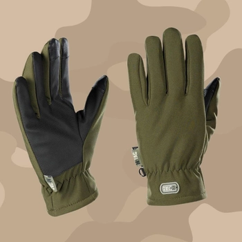 Тактичні рукавички M-Tac Soft Shell Thinsulate Olive, Зимові військові рукавички, Теплі стрілецькі рукавички, XL