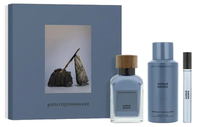 Zestaw prezentowy męski Adolfo Dominguez Ambar Negro Perfumy w sprayu 120 ml, 3 elementy (8410190634206)