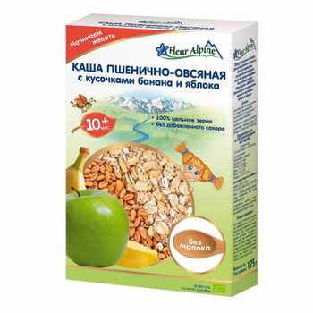 Дитяча каша Fleur Alpine пшенично-вівсяна з бананом та яблуком 175 г (4006303002778)