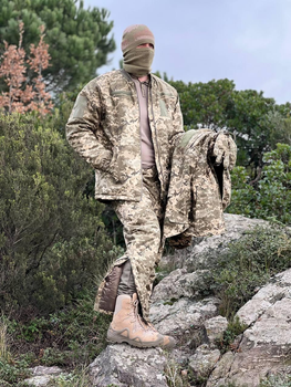 Зимовий комплект форми ЗСУ піксель Тепла військова куртка, теплі штани та верхня куртка S