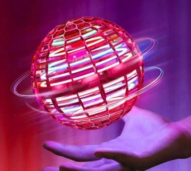 Літаюча куля бумеранг спіннер іграшка м'яч, що світиться, з LED підсвічуванням 95 мм FlyNova pro Gyrosphere UKC червоний