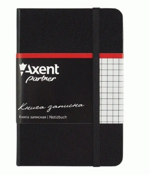 Книга записна Axent Partner, 9.5x14 см, 96 листів, клітка ,чорна Axent