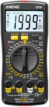 Мультиметр Aneng SZ08 измерения: V, A, R, C, T, F, функция hFE (YT32076)