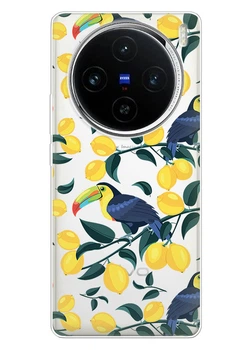 Прозорий силіконовий чохол iSwag для Vivo X100 Pro з малюнком - Тукани та лимони (ISVX100PR35)