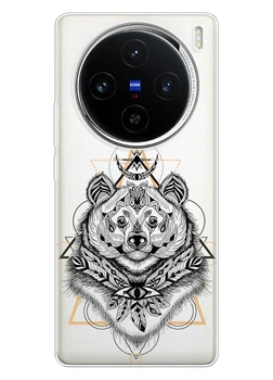 Прозорий силіконовий чохол iSwag для Vivo X100 Pro з малюнком - Ведмідь індіанець (ISVX100PR61)