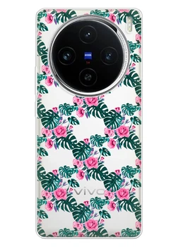 Прозорий силіконовий чохол iSwag для Vivo X100 Pro з малюнком - Квіткова ліана (ISVX100PR44)