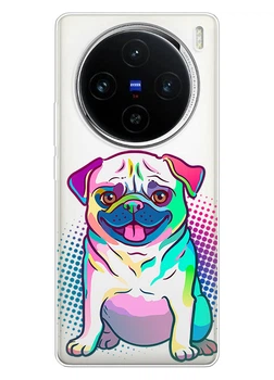 Прозорий силіконовий чохол iSwag для Vivo X100 Pro з малюнком - Мопс (ISVX100PR62)