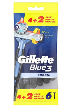 Станки для гоління Gillette Blue 3 Smooth 6 шт (7702018474851)