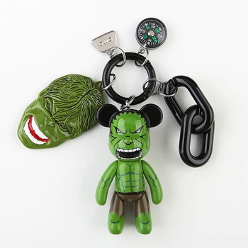 Брелок (ключница) Bearbrick мишка Халк Marvel Comics с маской